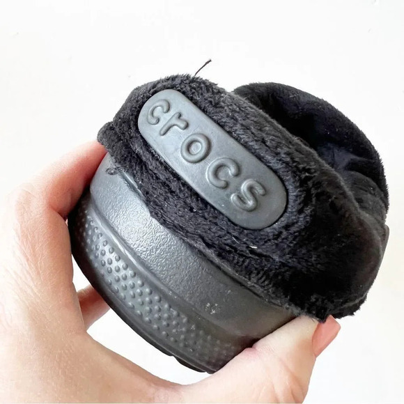 Crocs Black Clogs‎ Fuzzy Lined Unisex Men’s 9 Women’s 11 Warm Removable Liner - Picture 7 of 10